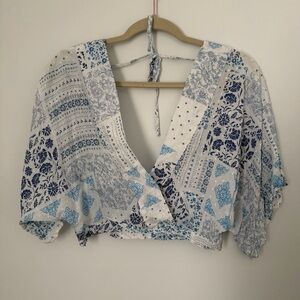 Surf Gypsy Blue and White Patchwork Blouse